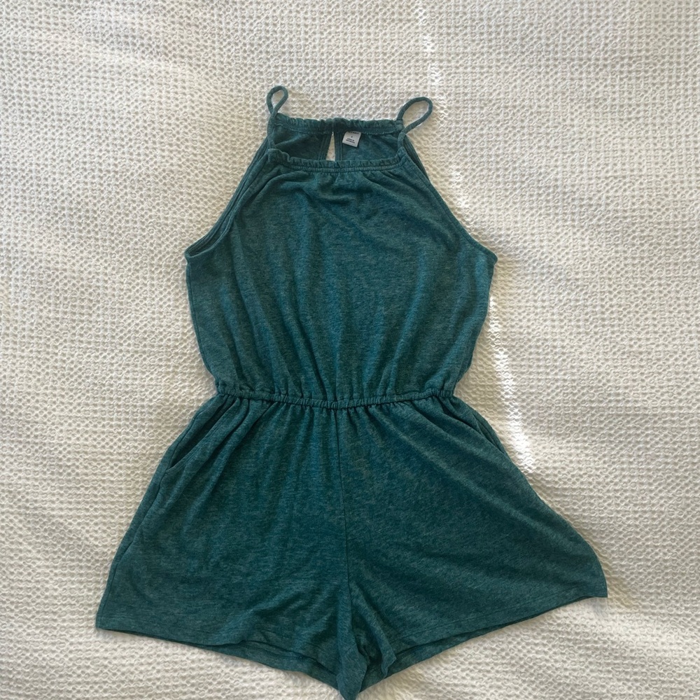 Old Navy Green Jumpsuit Relaxed Fit Solid Color